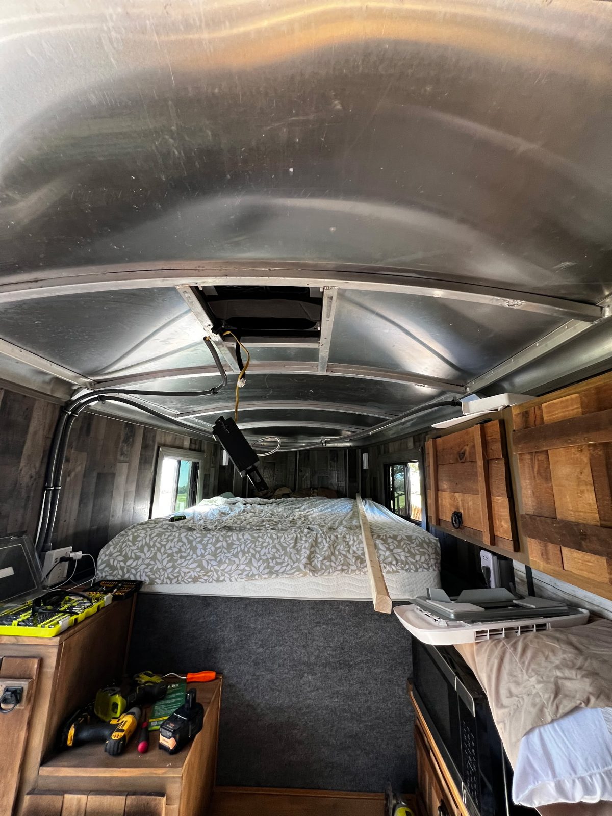 RV ceiling opened for repair